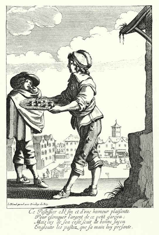 Il venditore di torte (incisione) da Jean Baptiste Alexandre (after) Le Blond