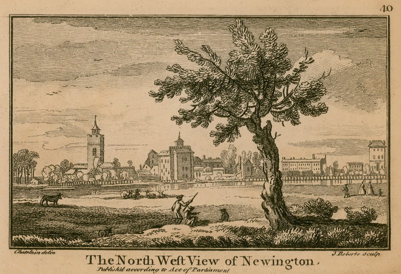 La vista nord-ovest di Newington da Jean Baptiste Claude Chatelain