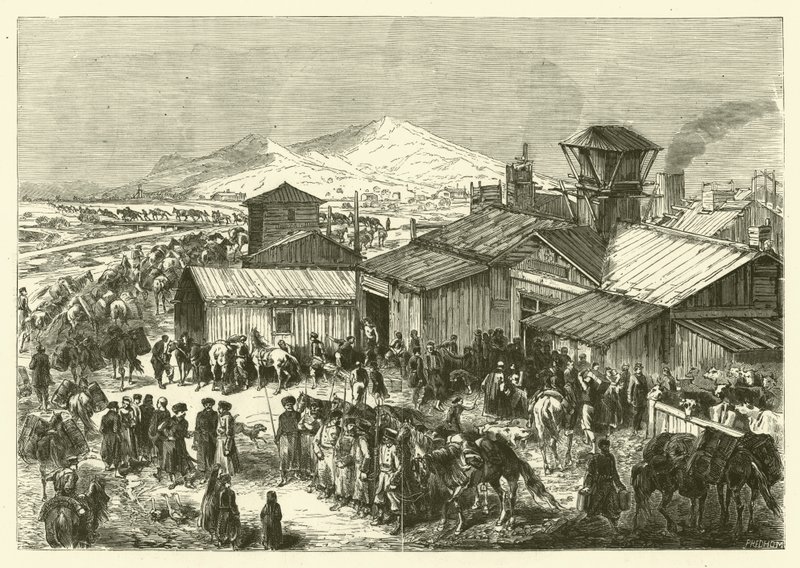 Posto commerciale russo a Kashgar da Jean Baptiste Henri Durand Brager