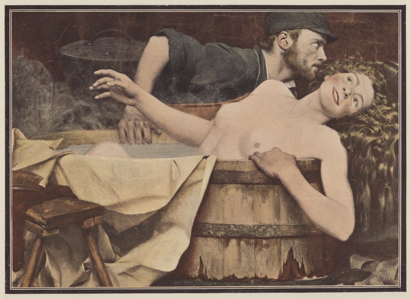Dopo il lavaggio, donna in una vasca da bagno da Jean Eugene Buland