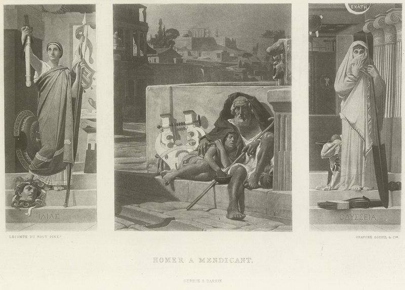 Omero mendicante (incisione) da Jean Jules Antoine Lecomte du Nouy
