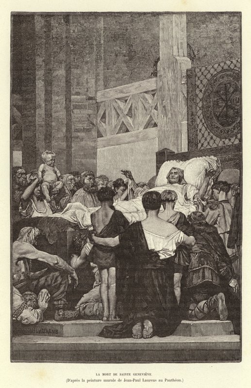 La morte di Santa Genoveffa, c512 da Jean Louis Hamon