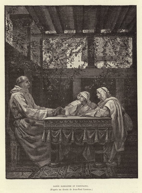 Santa Radegonda e il poeta Venanzio Fortunato, VI secolo da Jean Louis Hamon