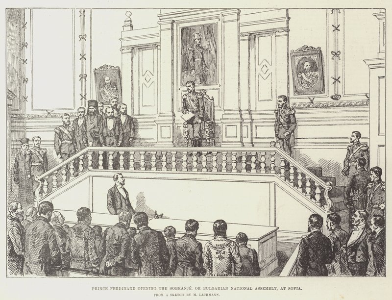 Il Principe Ferdinando apre il Sobranje, o Assemblea Nazionale Bulgara, a Sofia da Johann Nepomuk Schonberg