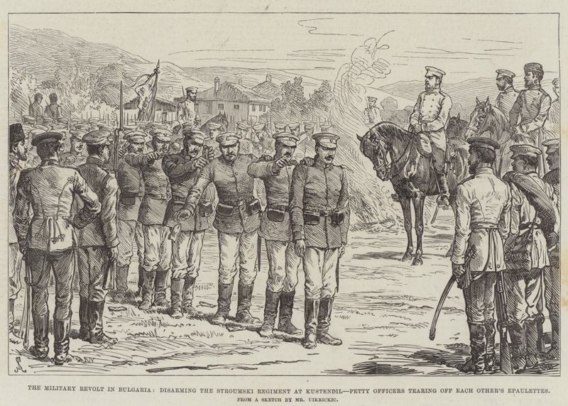 La rivolta militare in Bulgaria, disarmo del reggimento Stroumski a Kustendil da Johann Nepomuk Schonberg