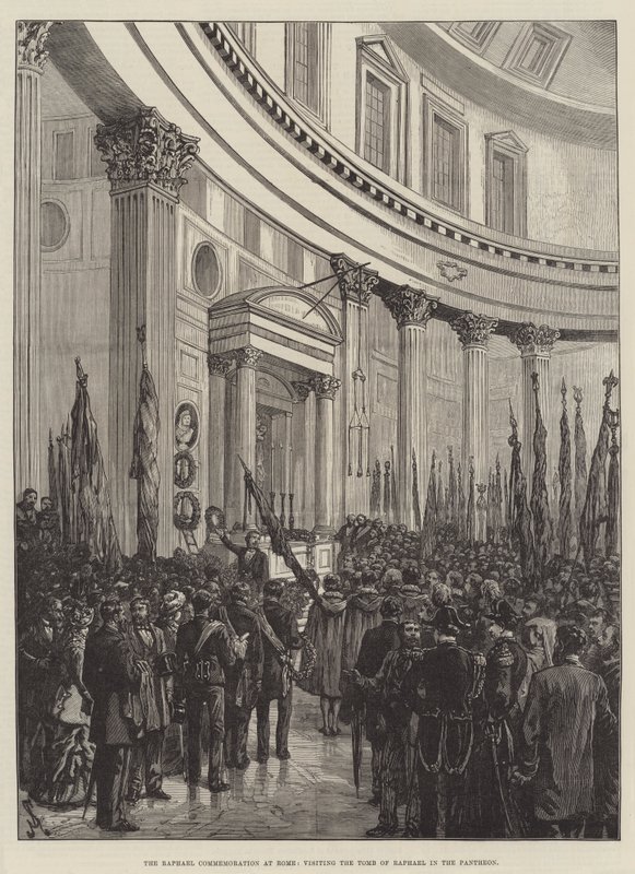 La commemorazione di Raffaello a Roma, visita alla tomba di Raffaello nel Pantheon da Johann Nepomuk Schonberg