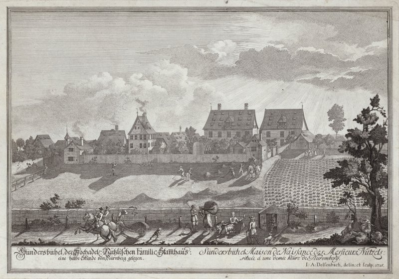 Sundersbuhl, residenza della famiglia Nutzel, vicino a Norimberga da Johann Adam Delsenbach