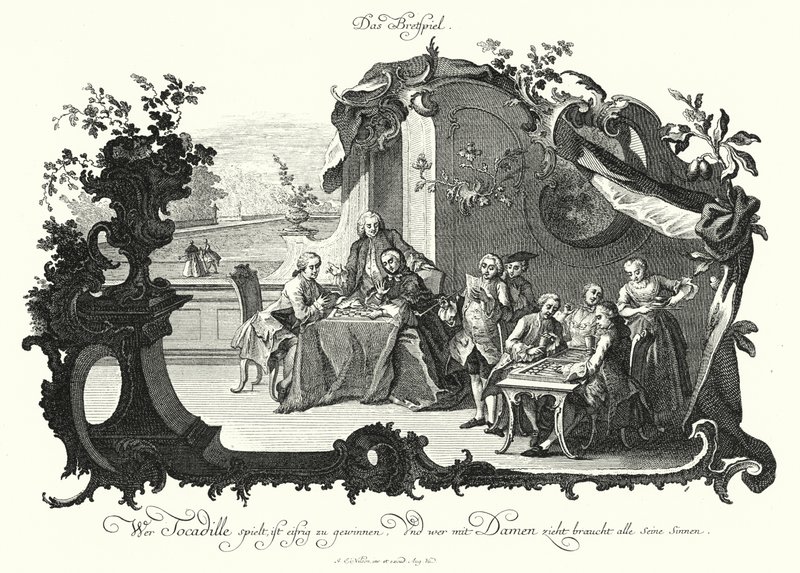 Giochi da tavolo (incisione) da Johann Esaias Nilson