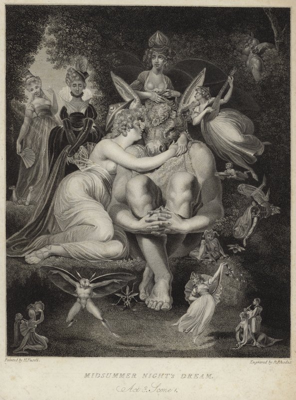 Titania bacia Bottom in Sogno di una notte di mezza estate da Johann Heinrich Füssli