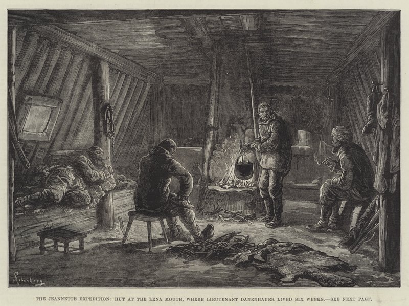 La spedizione Jeannette, capanna alla foce del Lena, dove il tenente Danenhauer visse sei settimane da Johann Nepomuk Schonberg