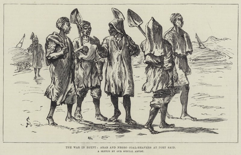 La Guerra in Egitto, Arabo e Caricatori di Carbone a Port Said da Johann Nepomuk Schonberg
