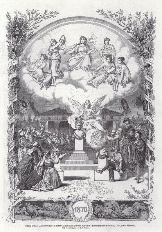 Scena finale da Il risveglio delle arti, celebrazione del centenario della nascita di Beethoven, di Julius Rodenberg da Johann Paul Adolf Kiessling