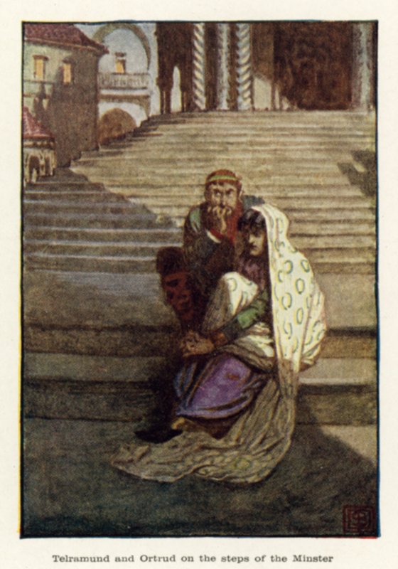 Telramund e Ortrud sui gradini del Duomo da John Byam Liston Shaw