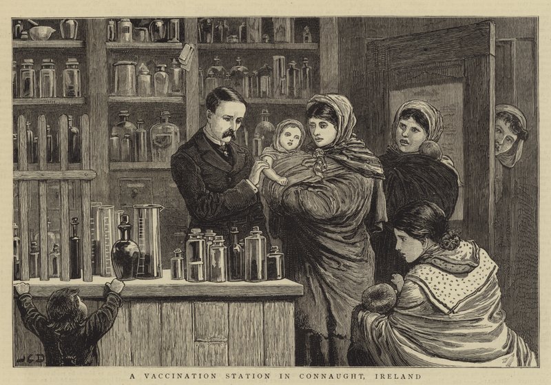Una stazione di vaccinazione nel Connaught, Irlanda da John Charles Dollman