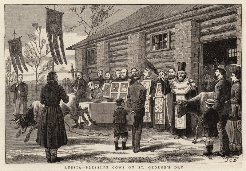 Russia, benedizione delle mucche nel giorno di San Giorgio da John Charles Dollman