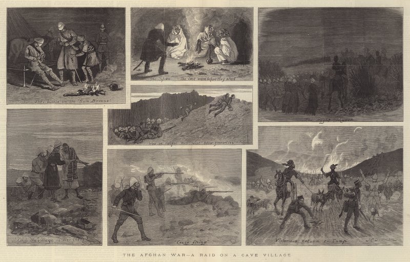 La Guerra in Afghanistan, un Raid su un Villaggio in Grotta da John Charles Dollman