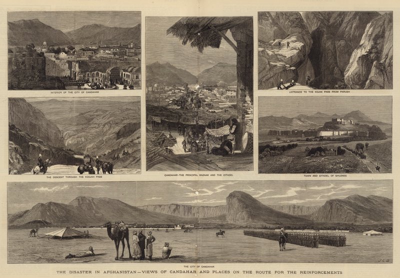 Il disastro in Afghanistan, vedute di Candahar e luoghi sul percorso per i rinforzi da John Charles Dollman