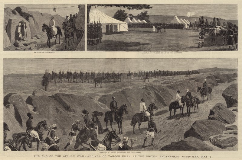 La fine della guerra afgana, arrivo di Yakoob Khan al campo britannico, Gandamak, 8 maggio da John Charles Dollman