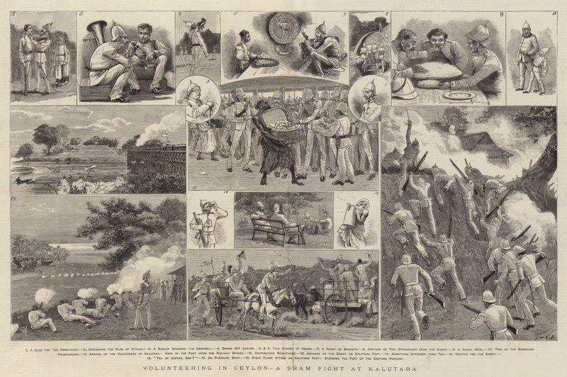 Volontariato a Ceylon, una Finta Battaglia a Kalutara da John Charles Dollman