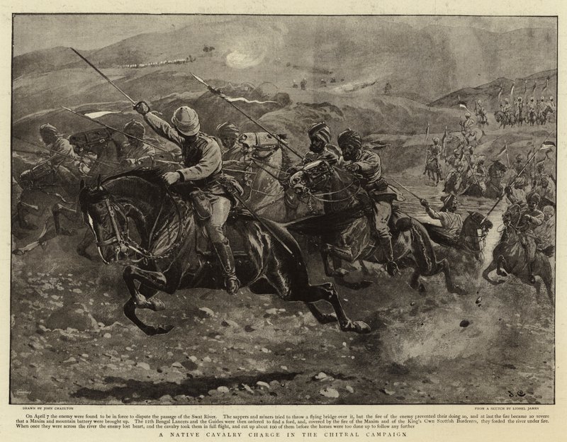 Carica di cavalleria nativa nella campagna di Chitral da John Charlton