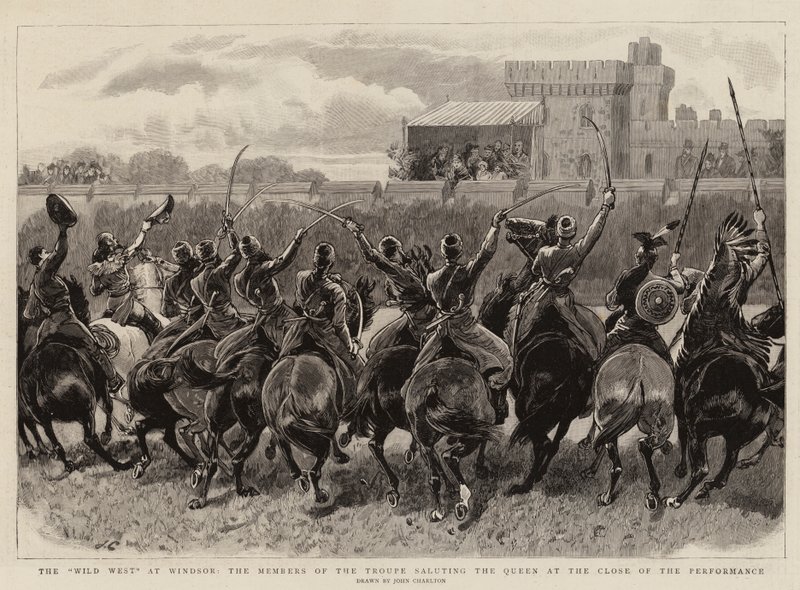 Il selvaggio West a Windsor, i membri della troupe salutano la Regina alla fine dello spettacolo da John Charlton