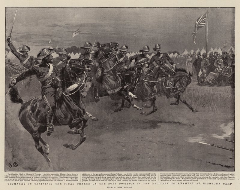 Yeomanry in addestramento, la carica finale sulla posizione boera al torneo militare di Hightown Camp da John Charlton