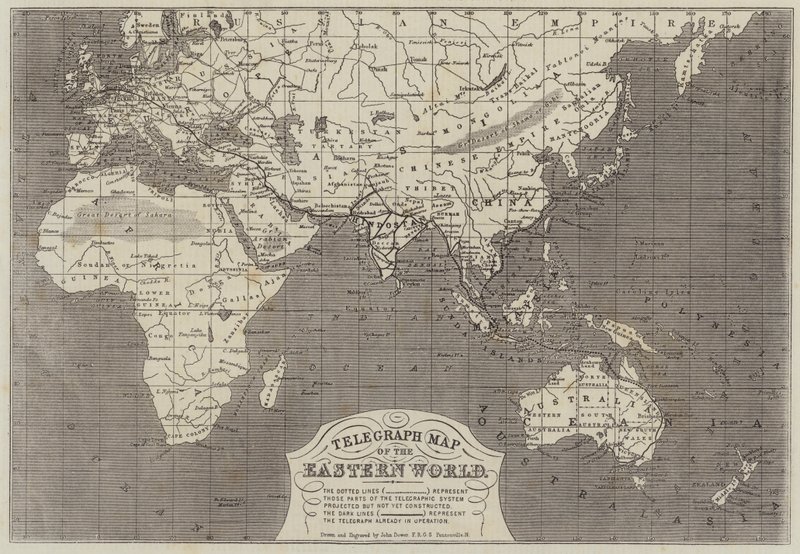 Mappa Telegrafica del Mondo Orientale da John Dower