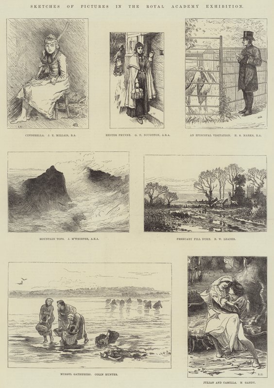 Schizzi di quadri nella mostra della Royal Academy da John Everett Millais