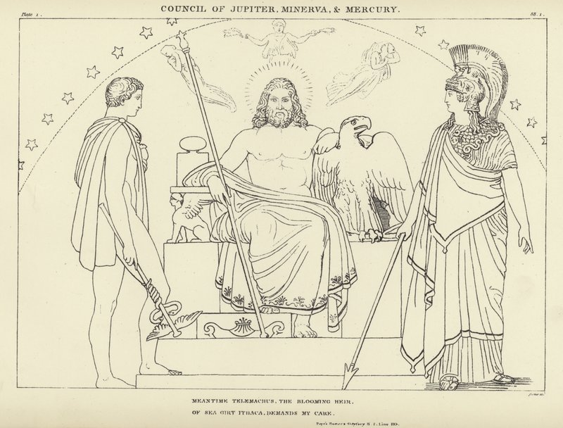 Consiglio di Giove, Minerva e Mercurio da John Flaxman