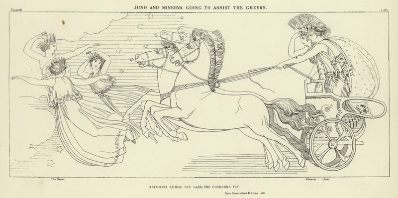 Giunone e Minerva vanno ad assistere i Greci da John Flaxman