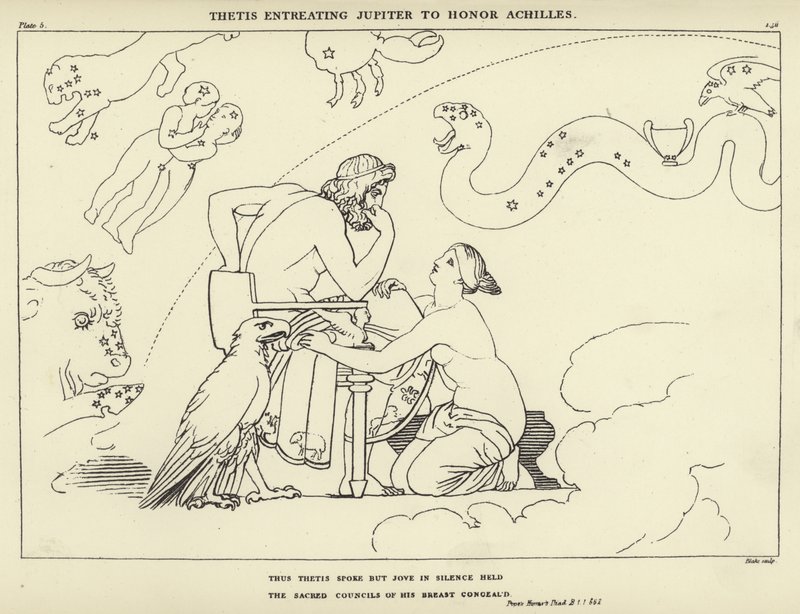 Teti supplica Giove di onorare Achille da John Flaxman