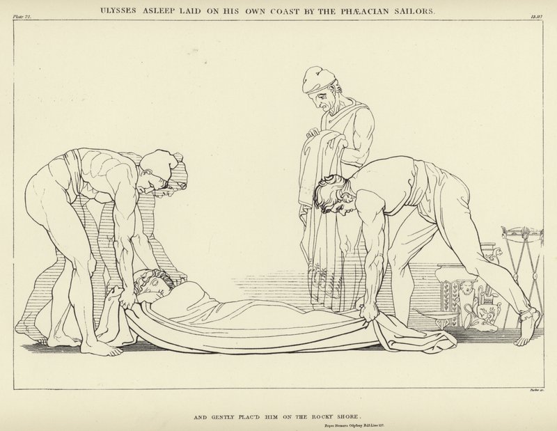 Ulisse addormentato sulla sua costa dai marinai Feaci da John Flaxman