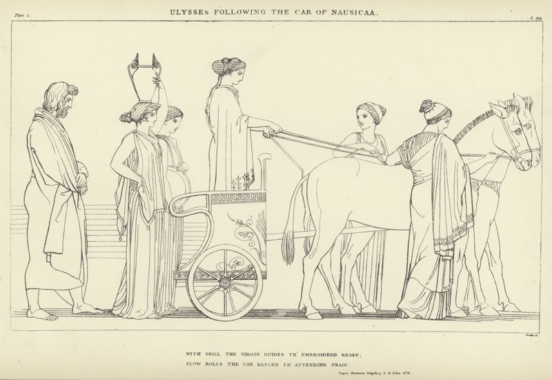 Ulisse che segue il carro di Nausicaa da John Flaxman