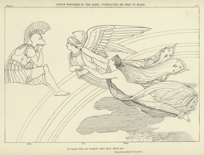 Venere ferita alla mano, condotta da Iris a Marte da John Flaxman