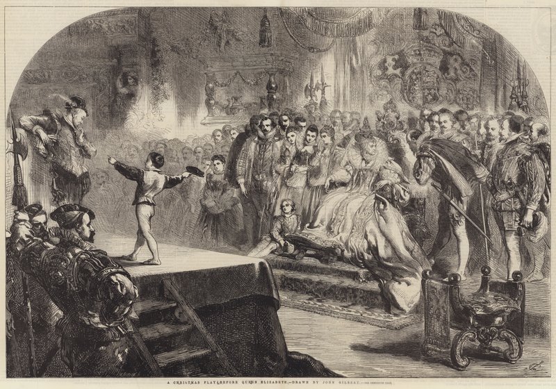 Una rappresentazione natalizia davanti alla regina Elisabetta da John Gilbert