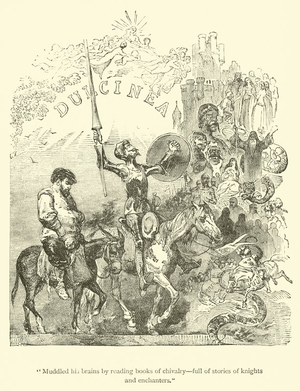 Confuso leggendo libri di cavalleria, pieni di storie di cavalieri e incantatori da John Gilbert