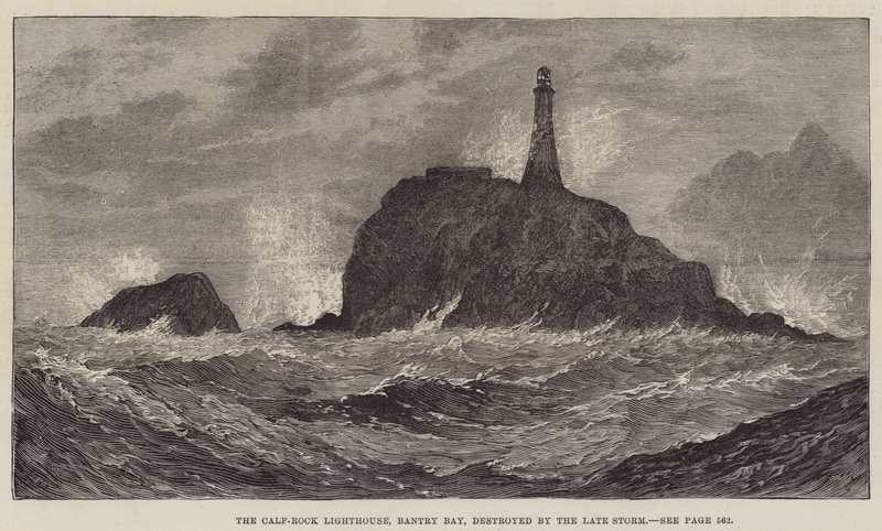 Il faro di Calf-Rock, Bantry Bay, distrutto dalla recente tempesta da John Gilbert