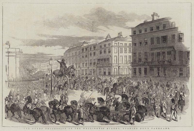 La grande processione della statua di Wellington, girando per Park-Lane da John Gilbert