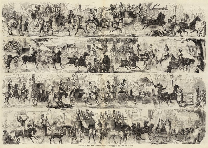 Corse di Epsom, il ritorno dal Derby da John Leech