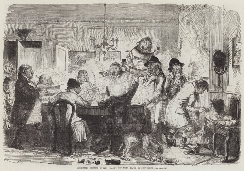 Cacciatori di volpi che si divertono nei bei vecchi tempi da John Leech