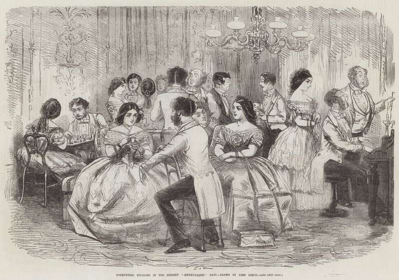 Cacciatori di volpi che si ristorano nei giorni degenerati presenti da John Leech