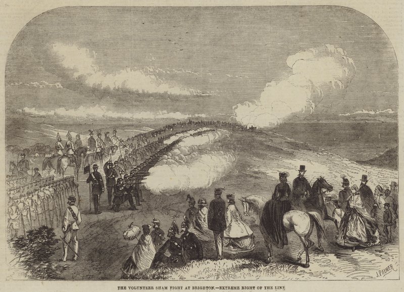 La finta battaglia dei volontari a Brighton, estrema destra della linea da John Palmer