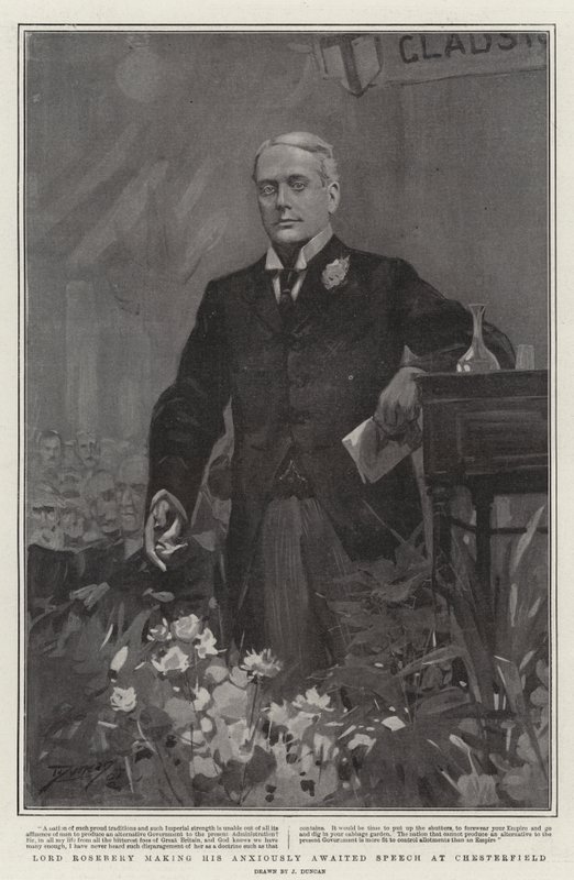 Lord Rosebery che pronuncia il suo attesissimo discorso a Chesterfield da after John Duncan