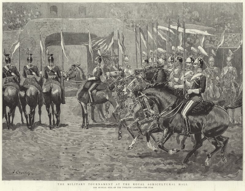 Il torneo militare alla Royal Agricultural Hall (incisione) da John (after) Charlton