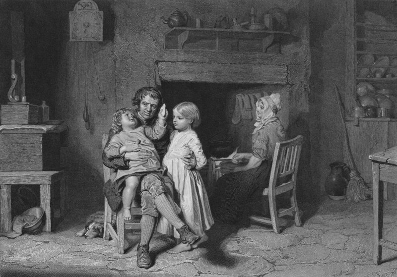 Illustrazione per La Notte del Sabato del Cottar di Robert Burns, Verso III da John (after) Faed