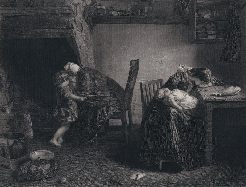 Illustrazione per Il Ritorno del Soldato di Robert Burns da John (after) Faed
