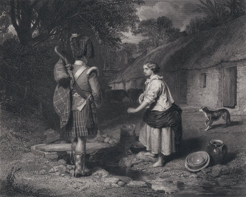 Illustrazione per Il Ritorno del Soldato di Robert Burns (incisione) da John (after) Faed