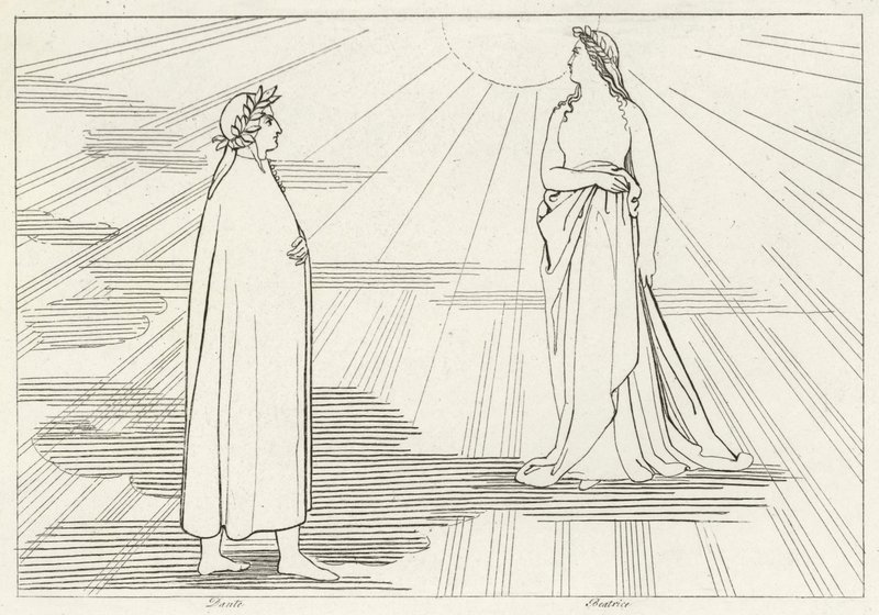 Ascesa al primo cielo, Paradiso, Canto 1 (incisione) da John (after) Flaxman