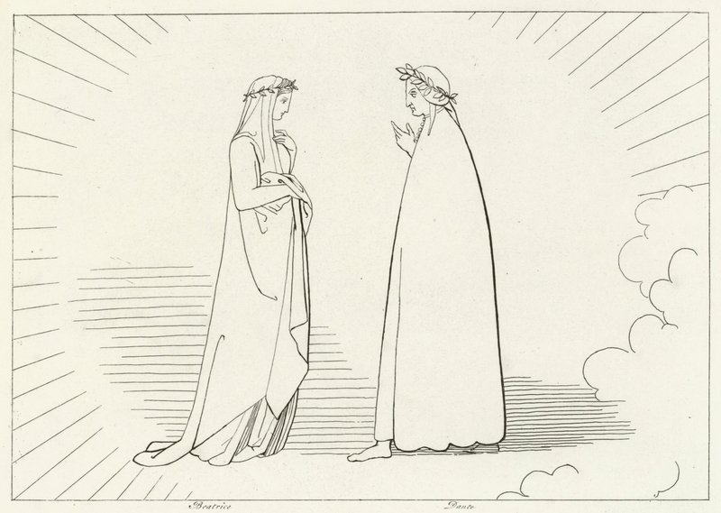 Beatrice e Dante, Paradiso, Canto 7 da John (after) Flaxman