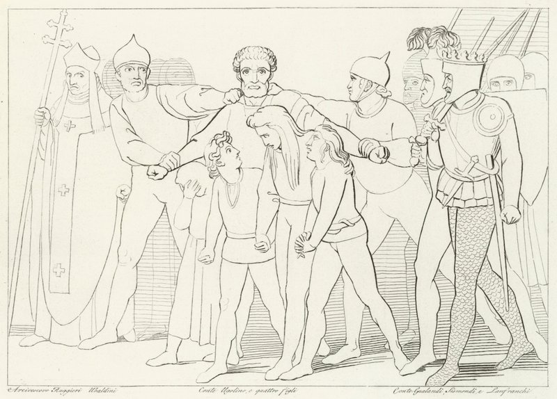 Il conte Ugolino catturato, Inferno, Canto 33 (incisione) da John (after) Flaxman